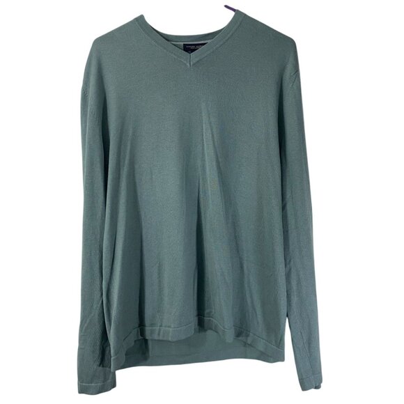 Banana Republic Mens Sweater Large V-Neck Silk Cashmere Pullover Casual Green - Picture 1 of 4